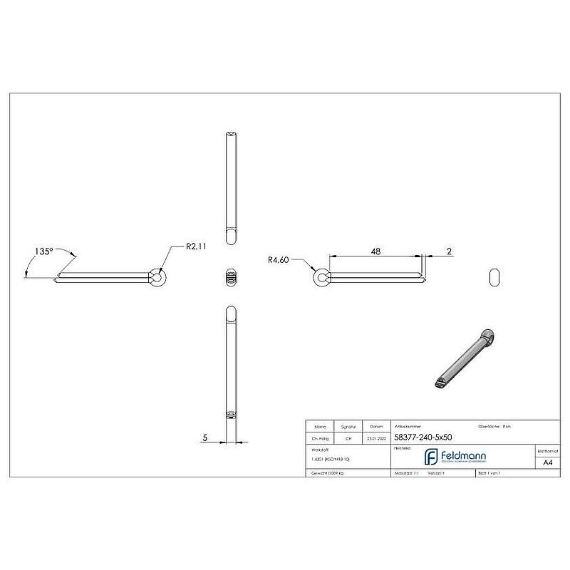 Goupille fendue 5x50mm, D94, V2A