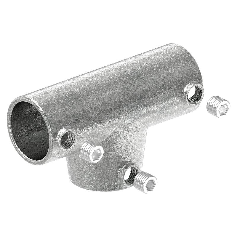 T-Stück lang, schräg, variabel, für Rohr Ø 48,3mm