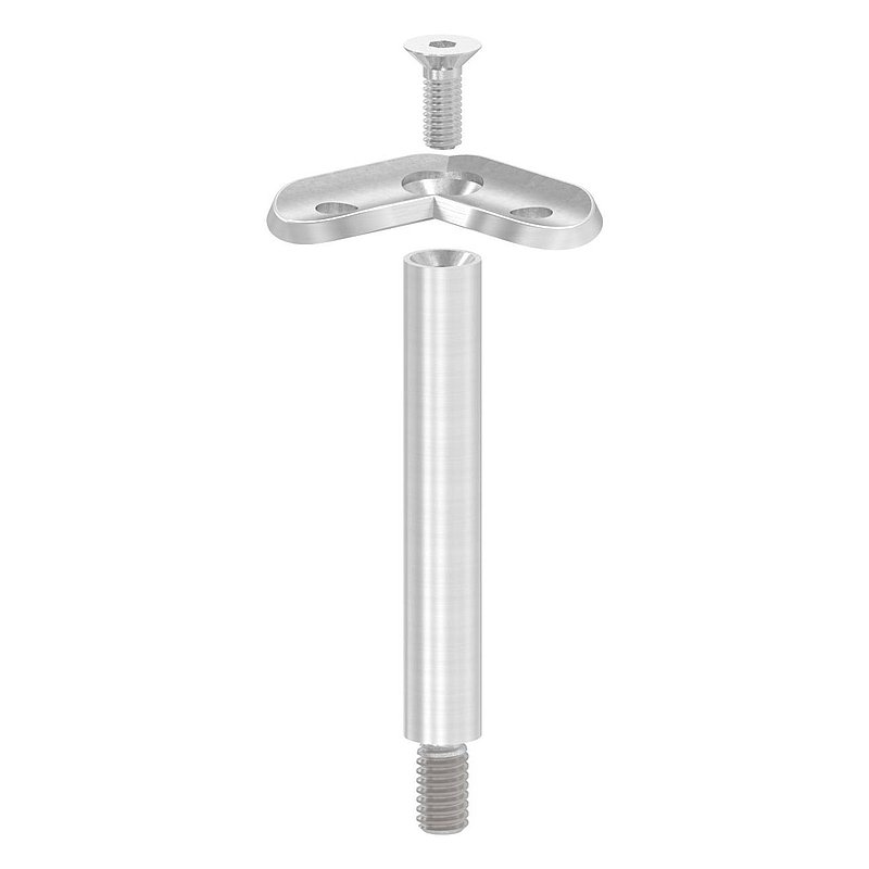 Stift Ø 12mm mit 90° Handlaufanschlussplatte für Rohr 42,4mm, V2A