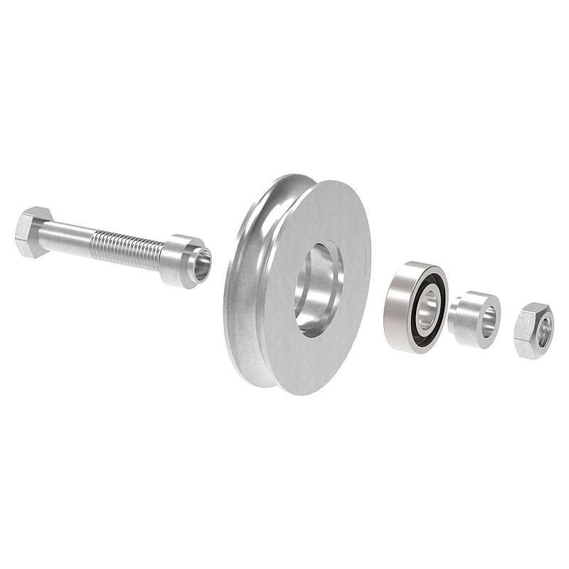 Galet pour porte coulissante avec rainure ronde