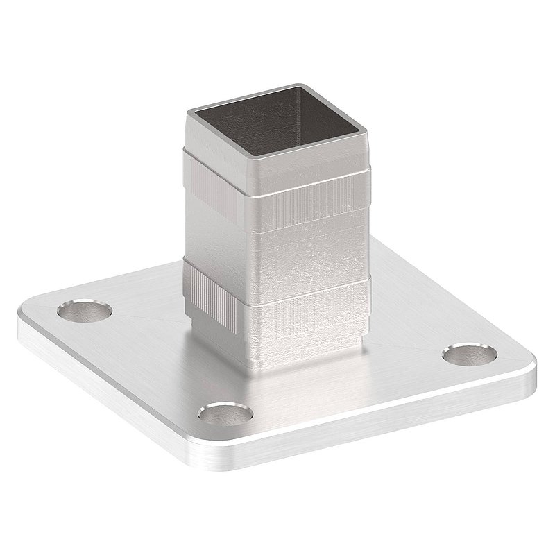 Wand- und Bodenanker mit Rändelung, für Rohr 40x40x2,0mm, V4A
