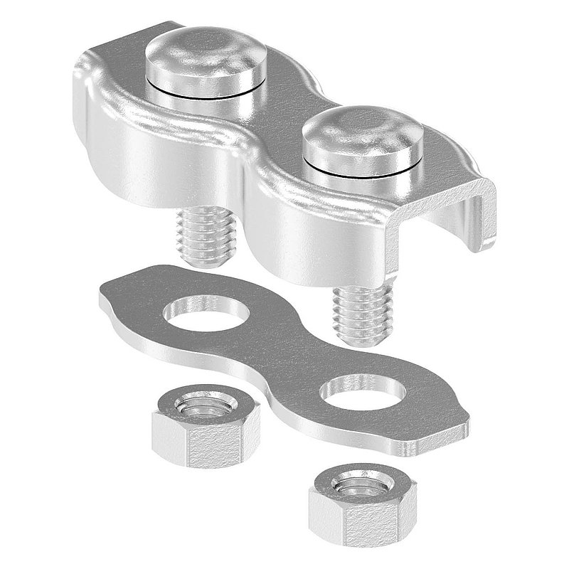 Serre-câble plat double pour câble 4mm, V4A