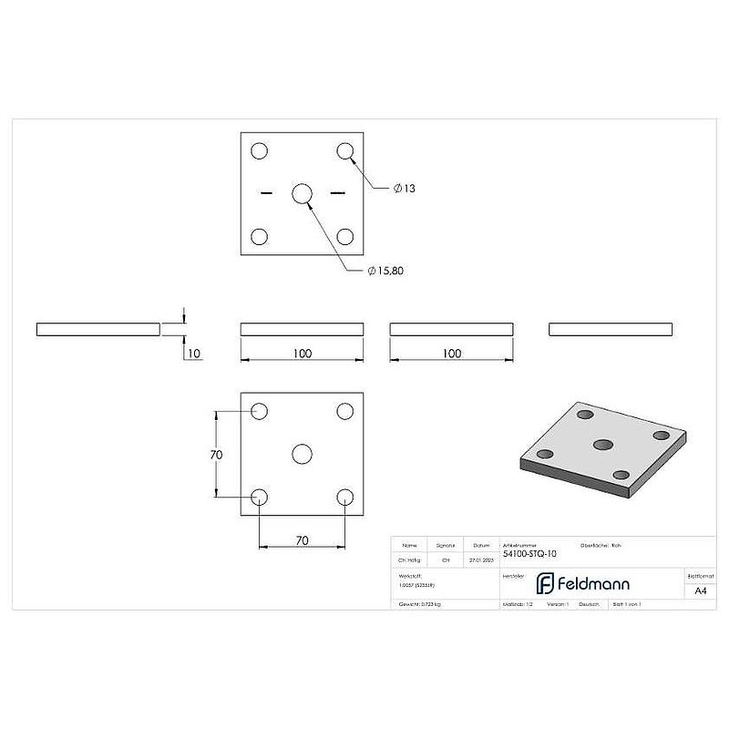 Ankerplatte 100x100x10mm