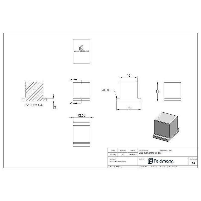 Mounting-set for glass 21,52mm eleganza canopy, L:2m