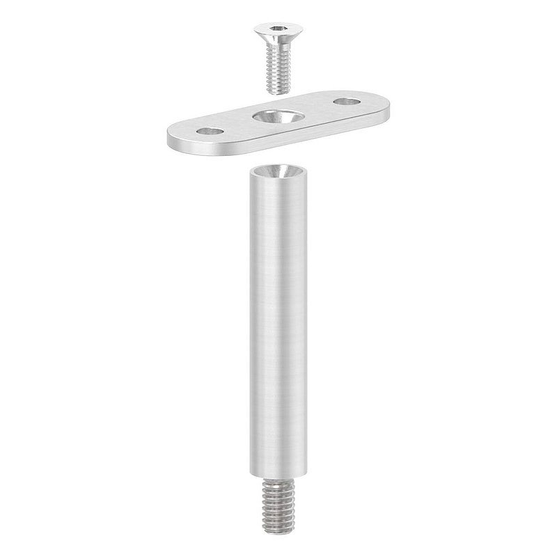 Tige Ø 14mm avec plaque de raccordement de mains courantes, plat, V2A