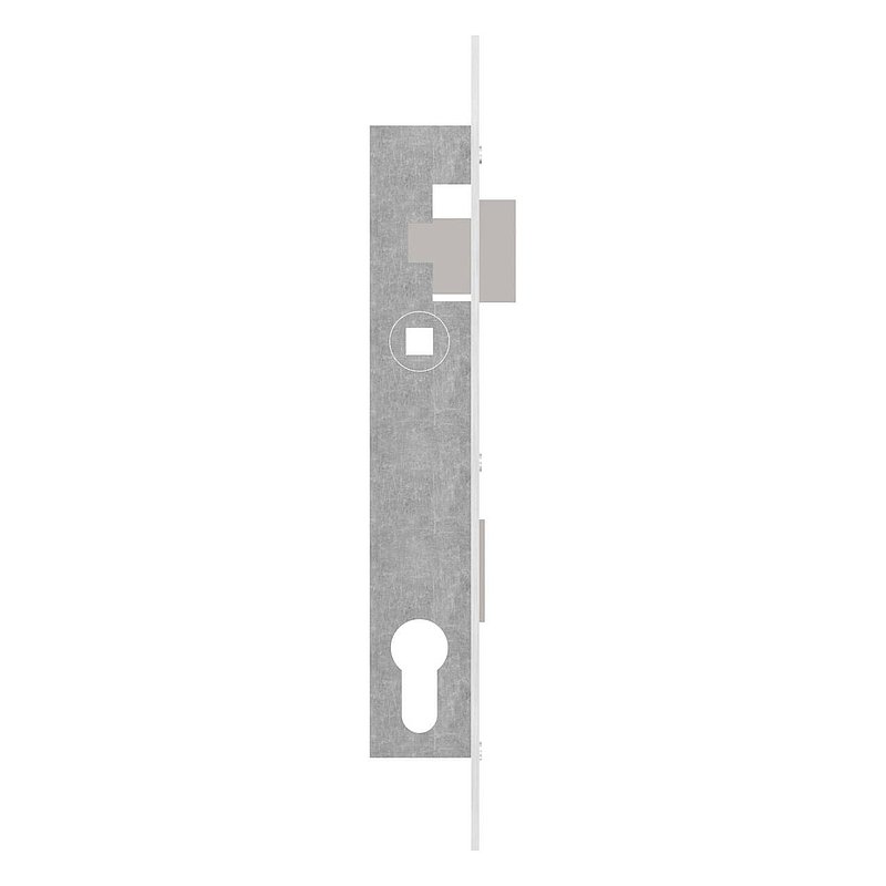 Serrure pour profils tubulaires zingué, entraxe 92 mm zingué, position du cylindre de serrure 18mm