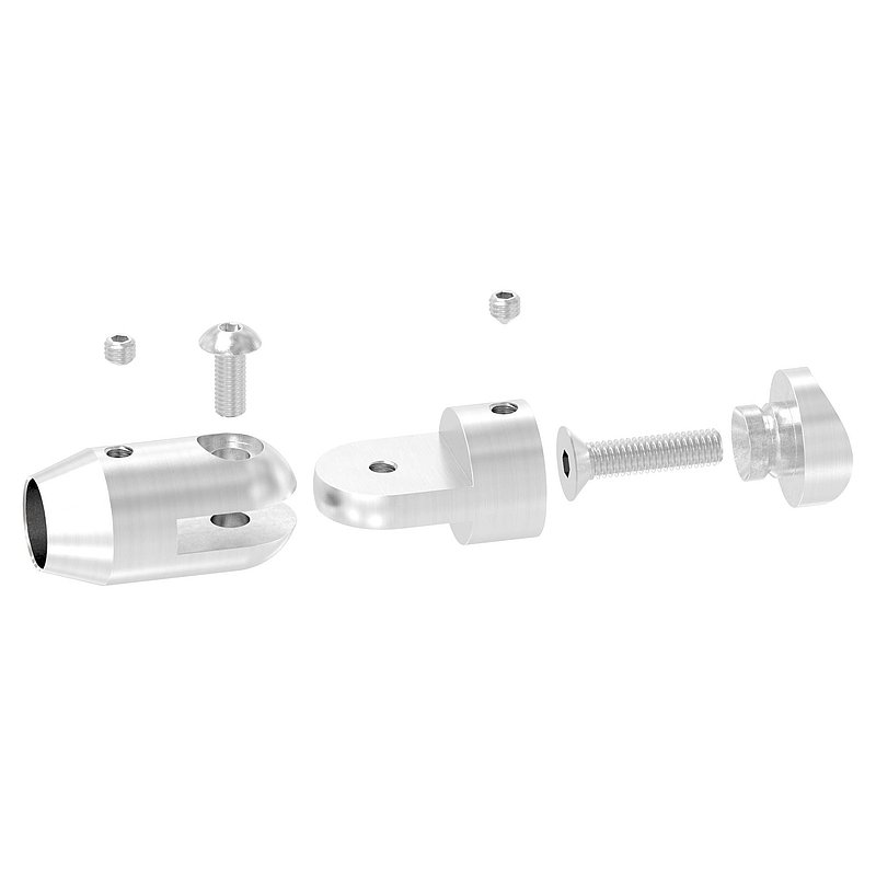 Querstabhalter mit Gelenk (zum Stoßen von vorne) 33,7mm Rohr, 14,2mm Bohrung, V2A