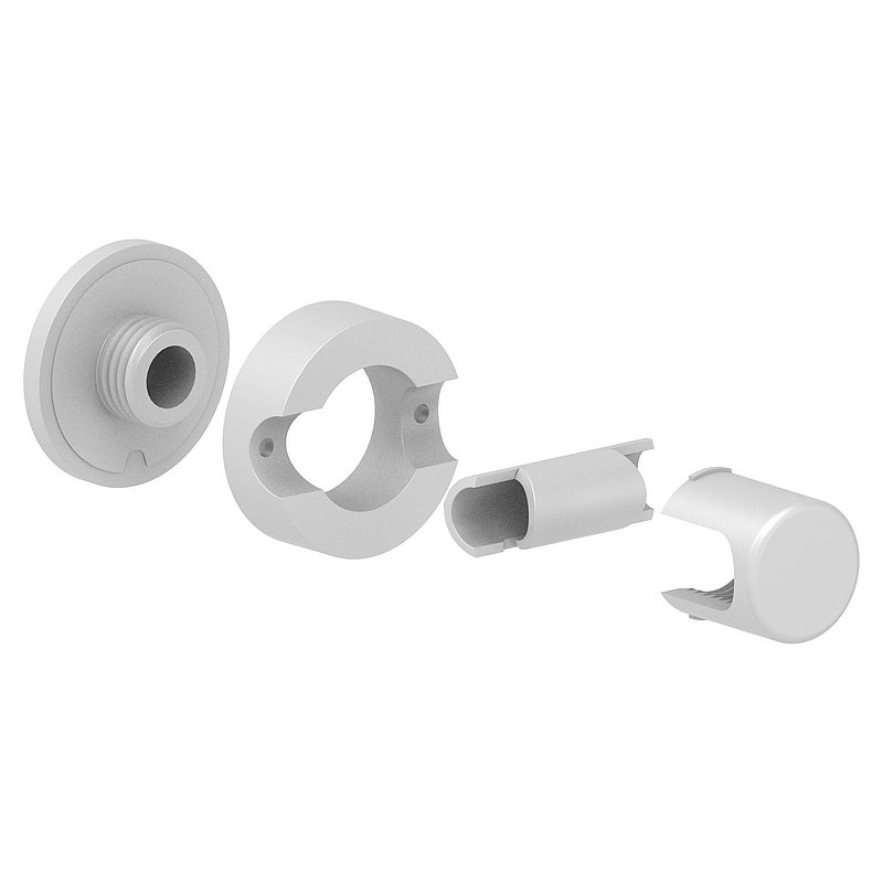 Brenk, Point de fixation pour verre Ø 50mm, plastique, gris clair