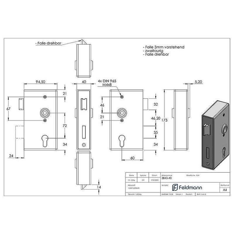 AMF lock case with galvanised lock