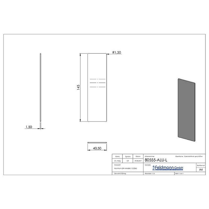 Endkappe für Aluprofil 80400-ALU, max. 41° Schräge