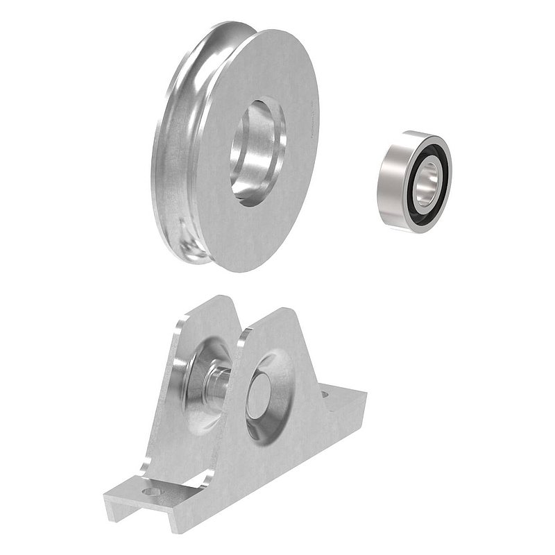 Galet pour porte coulissante avec rainure ronde