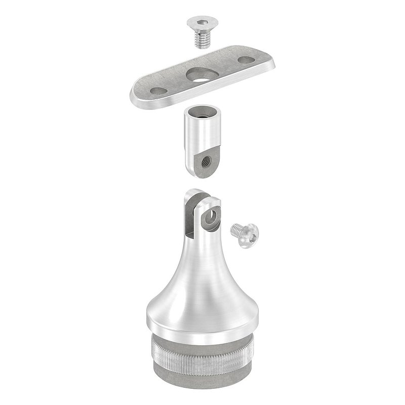 Rohrabschlussstopfen mit Gelenk und Platte, für 42,4x2,0mm, V2A