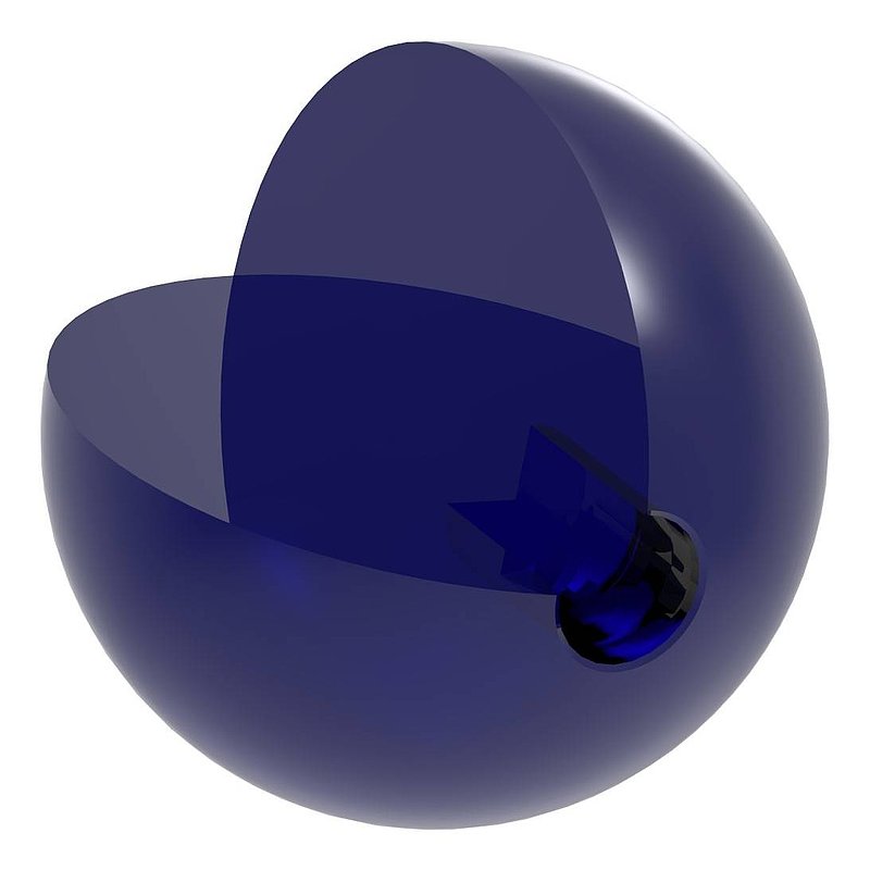 Glass ball blue Ø 60mm with blind hole 12.5mm