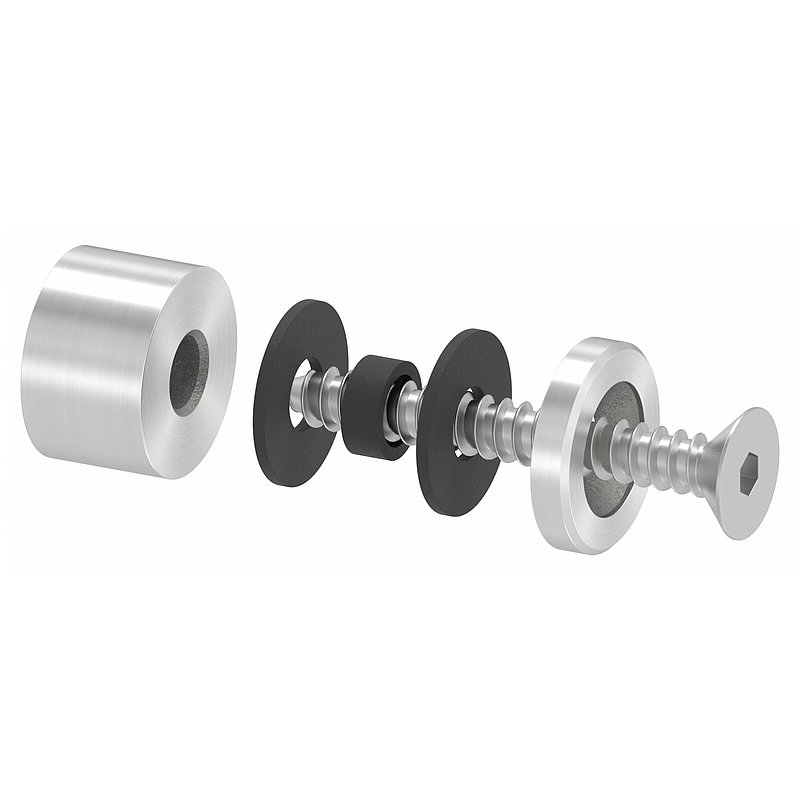 Glass point holder 16mm, connection: flat, AISI304