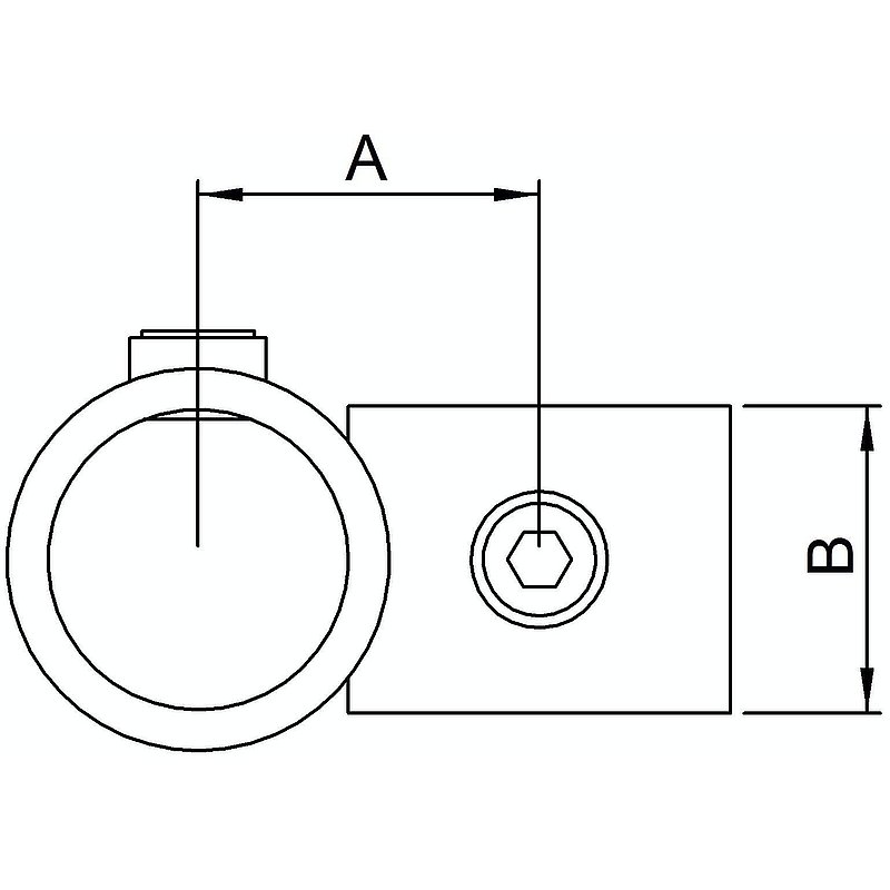 Raccord en croix 90°, réduit, pour tube Ø 48,3 / 33,7mm