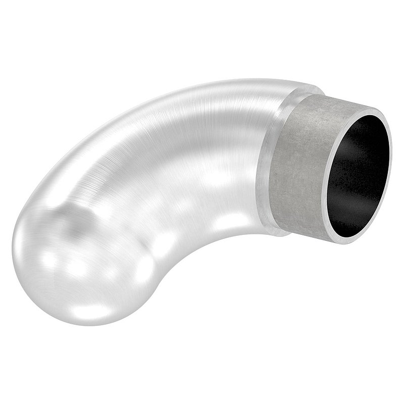 Endbogen 90° halbrund, für Rohr 42,4x2,0mm, V2A