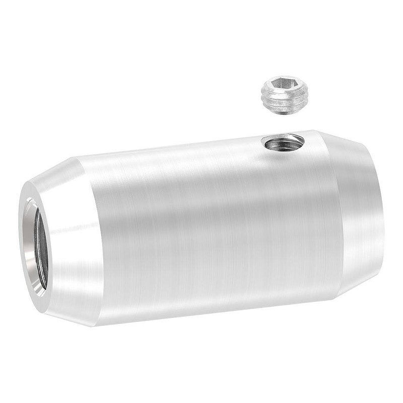 Bar connector Ø18mm with M10 thread and 12mm hole, AISI304