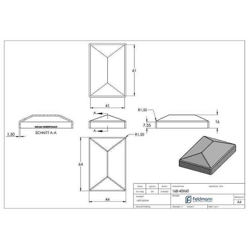 Pfeilerbedecker 40x60mm