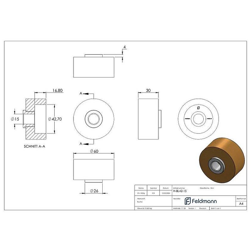 drilling jig for wooden handrail Ø 42,4mm for dowel Ø 15mm