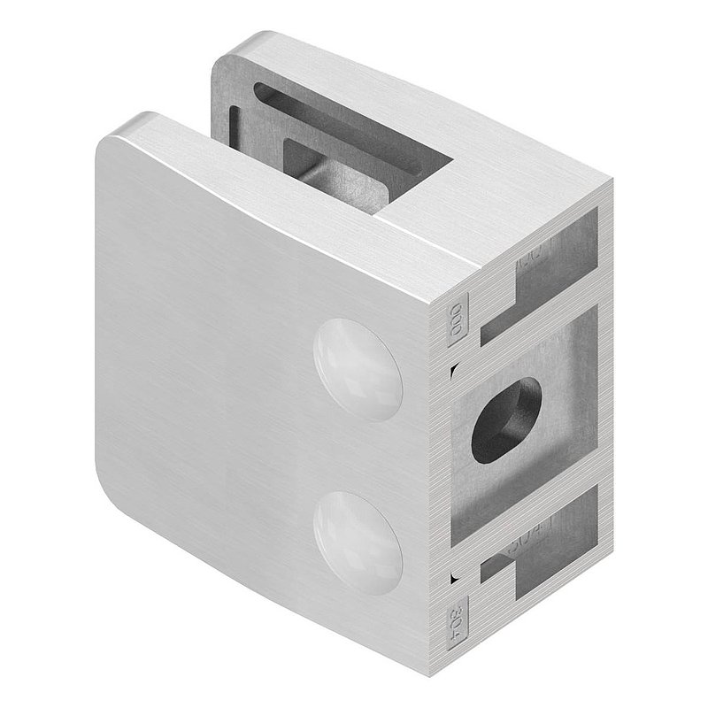 Glass clamp Mod. 34, connection: straight, AISI304