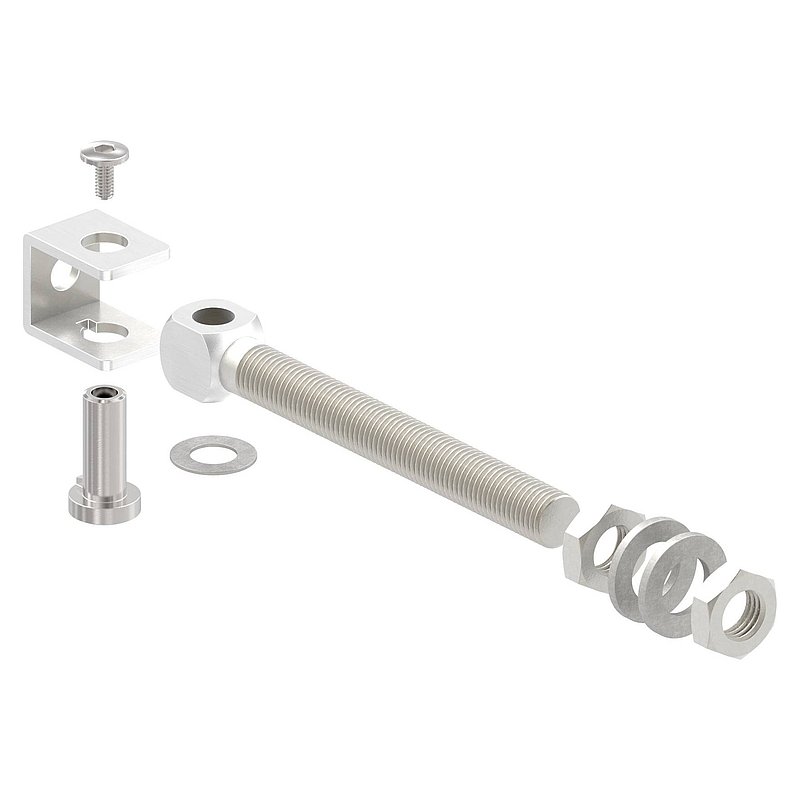 Gate hinge M16 for welding, long thread, AISI304