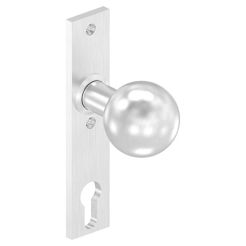Türknopf, Ø 50mm, mit Langschild, V2A