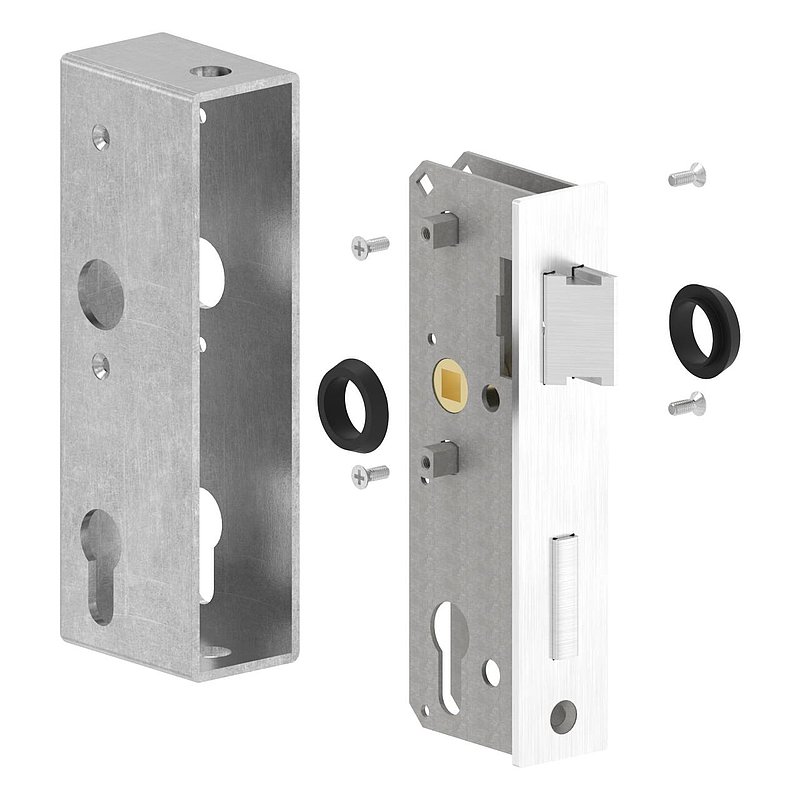 Lock case with galvanised lock