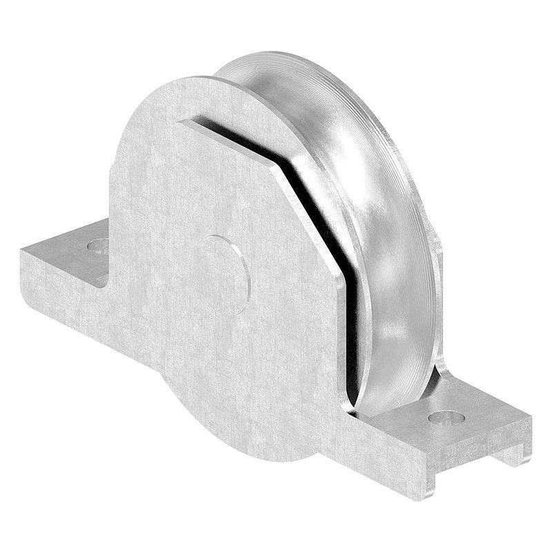 Sliding gate roller, round groove, Ø 98mm, AISI304