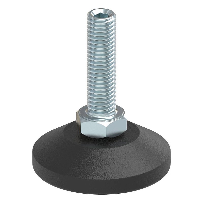 Levelling foot with adjusting screw with hexagon socket