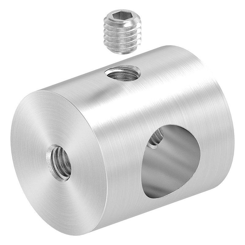 Querstabhalter (Montage zwischen zwei Flacheisen) mit 10,2mm Bohrung, V2A