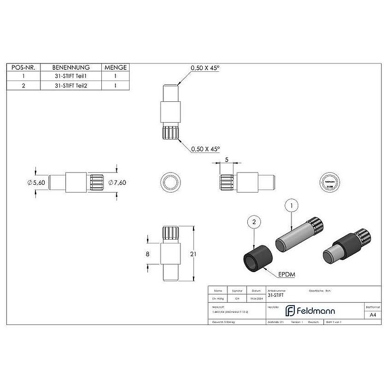 Locking pin for Mod. 31