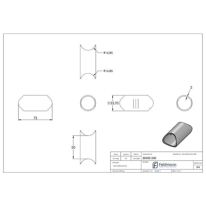 Raccord pour tubes 33,7 / 33,7mm