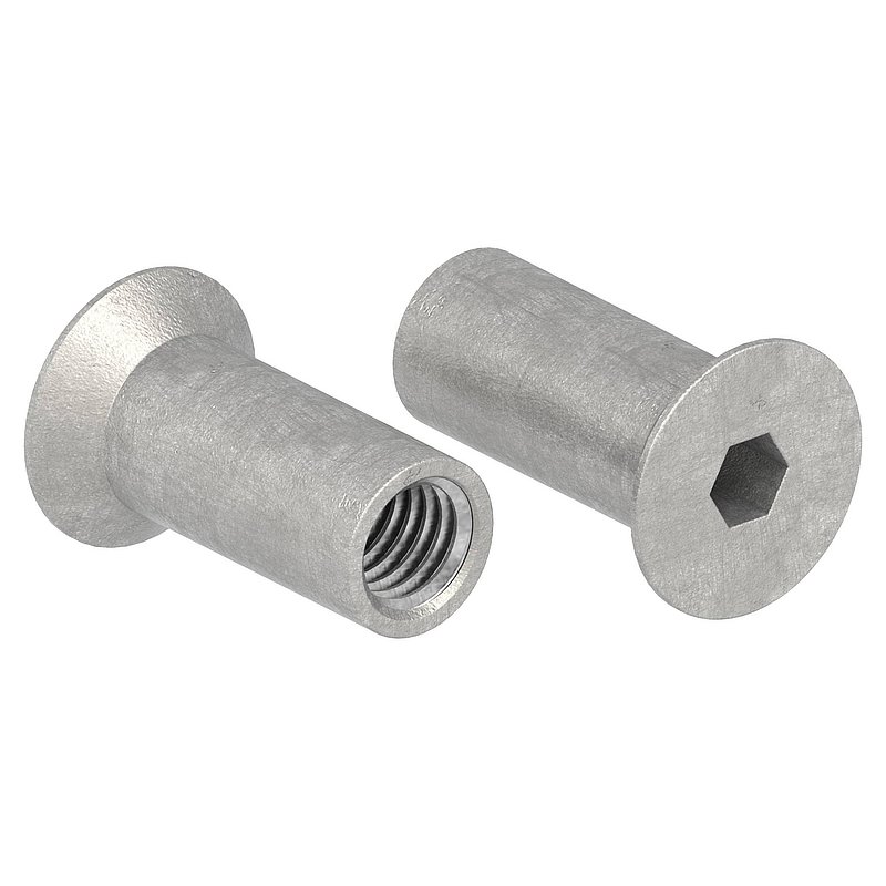Écrou à douille à tête fraisée et 6 pans creux, M5x15, V2A