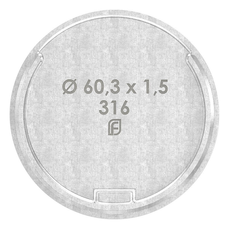 End cap for grooved tube 60.3x1.5mm, AISI316