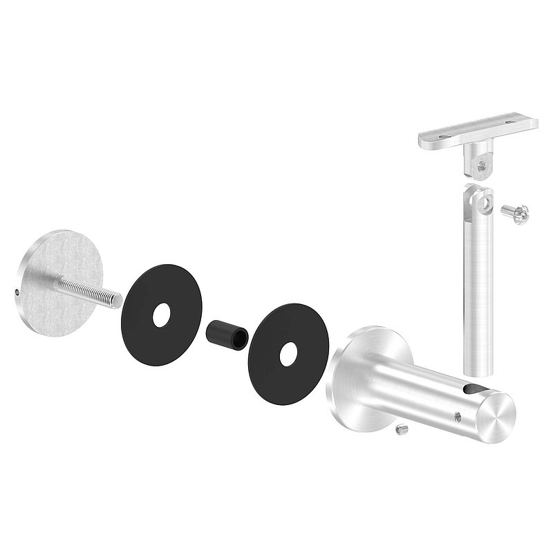 Handrail holder for glass, hinge, handrail connection plate 42.4 mm, AISI304