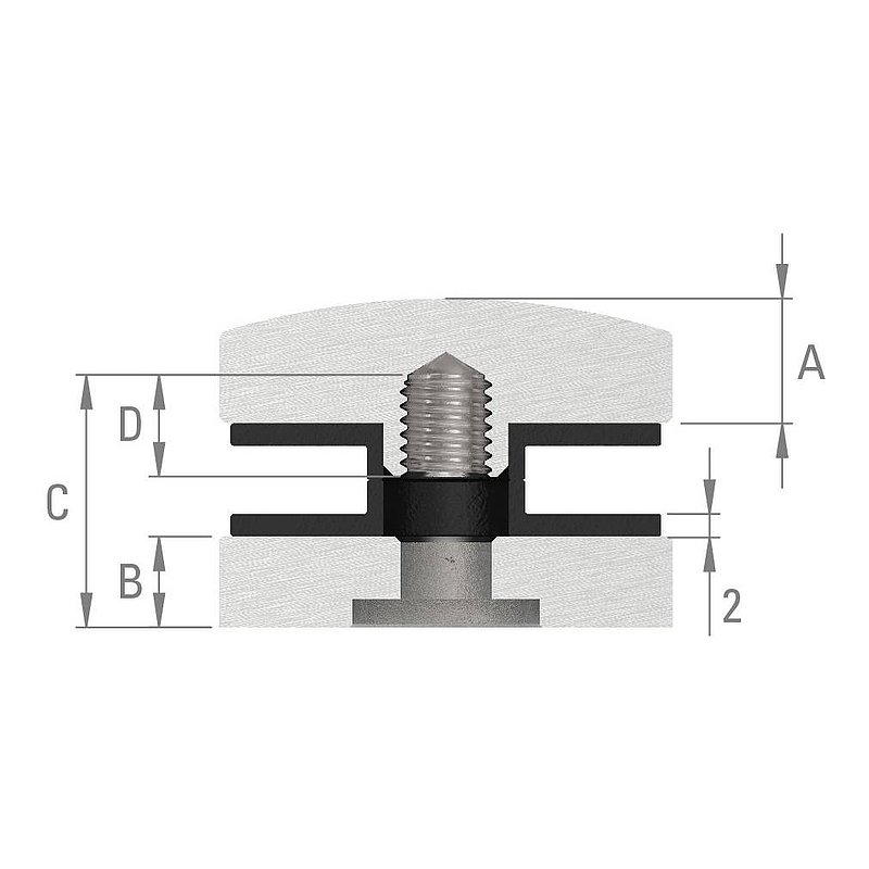 Oberteil von 40mm Glaspunkthalter, V2A