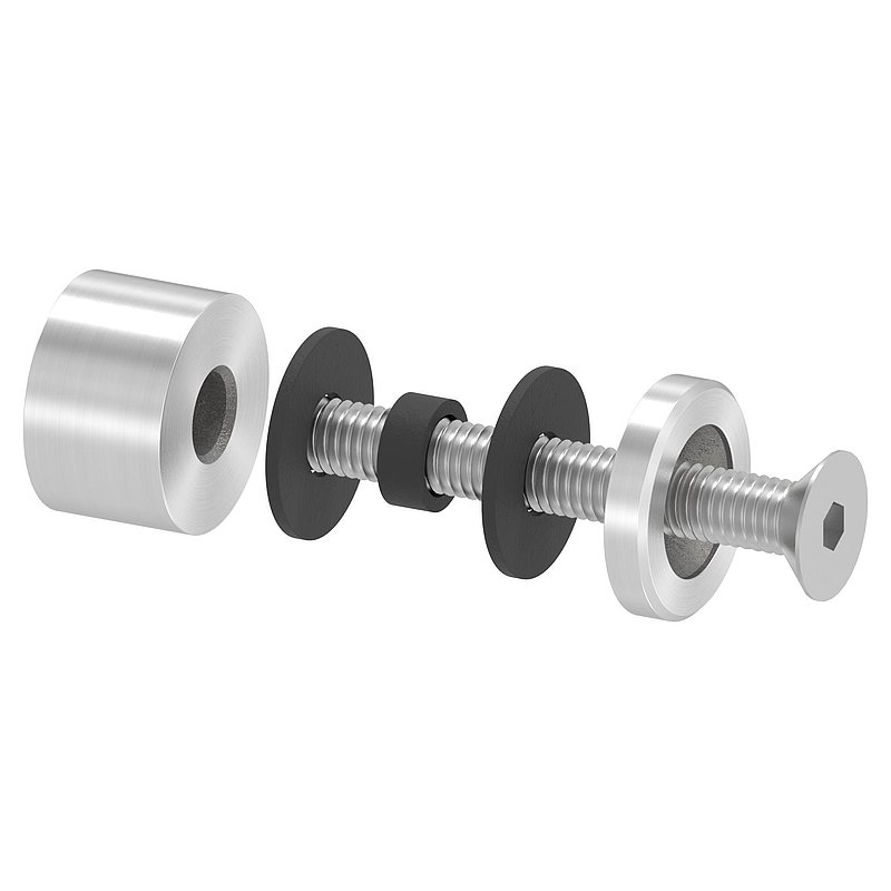 Glass point holder 16mm, connection: flat, AISI304