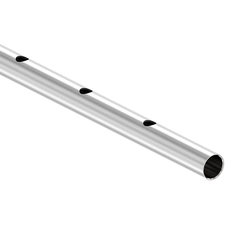 Stainless steel tube, single perforated 16.1mm, 33.7x2.0mm, L: 3000mm, AISI304