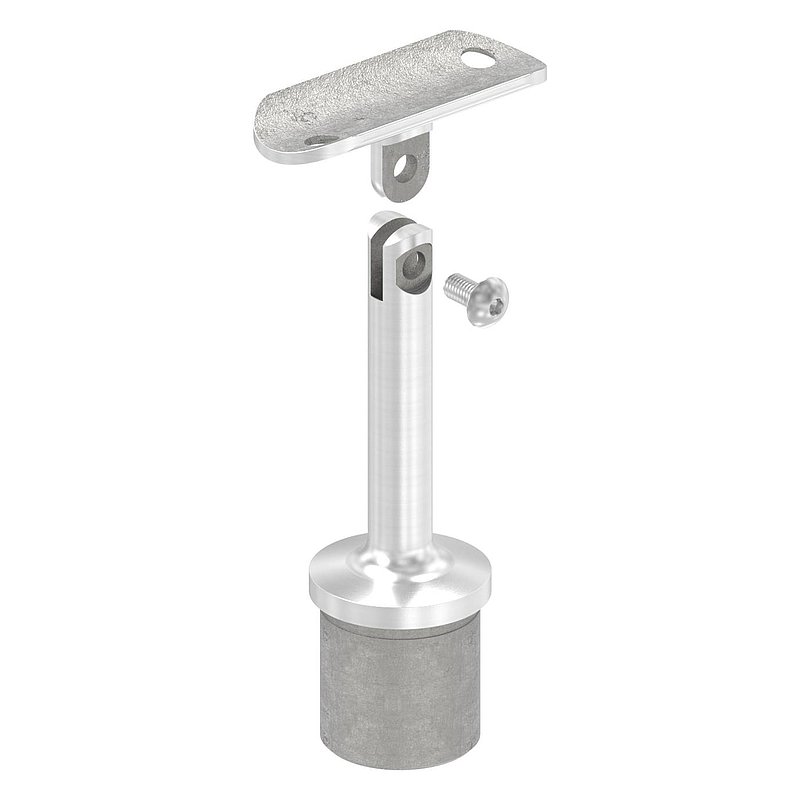 Bouchon pour extrémité de tube avec articulation et plaque de racc. pour tube 33,7x2,0mm, V2A