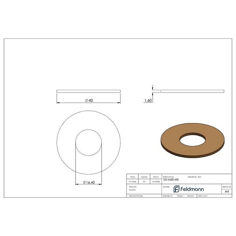 Brass disc from hinge 121-M20