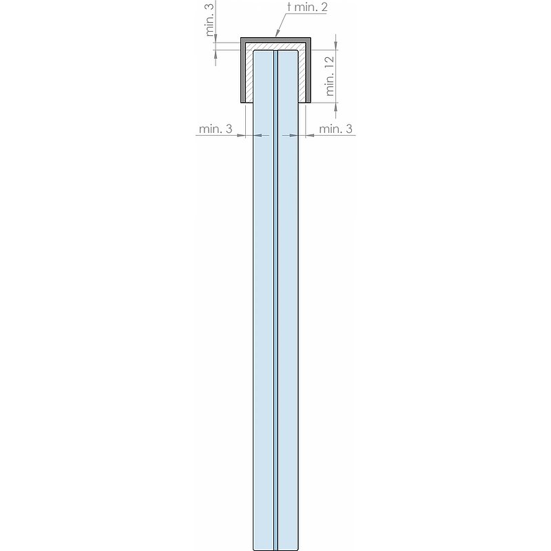 Edelstahl-U-Profil, 28x26x2mm, L: 6000mm, V2A