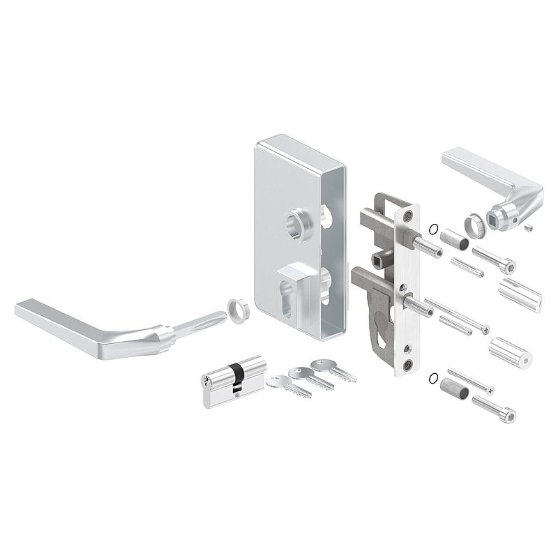 Serrure à grille GTS 2 pour tube de 40-60mm d'épaisseur, boîtier argent