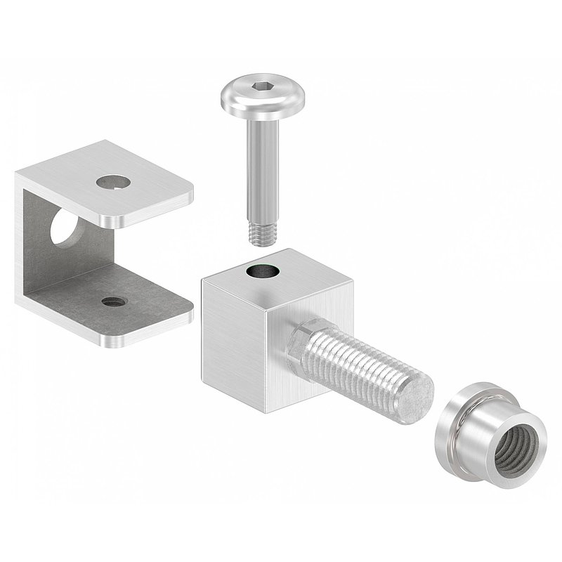 Gond à visser ajustable avec douille taraudée M12, V2A