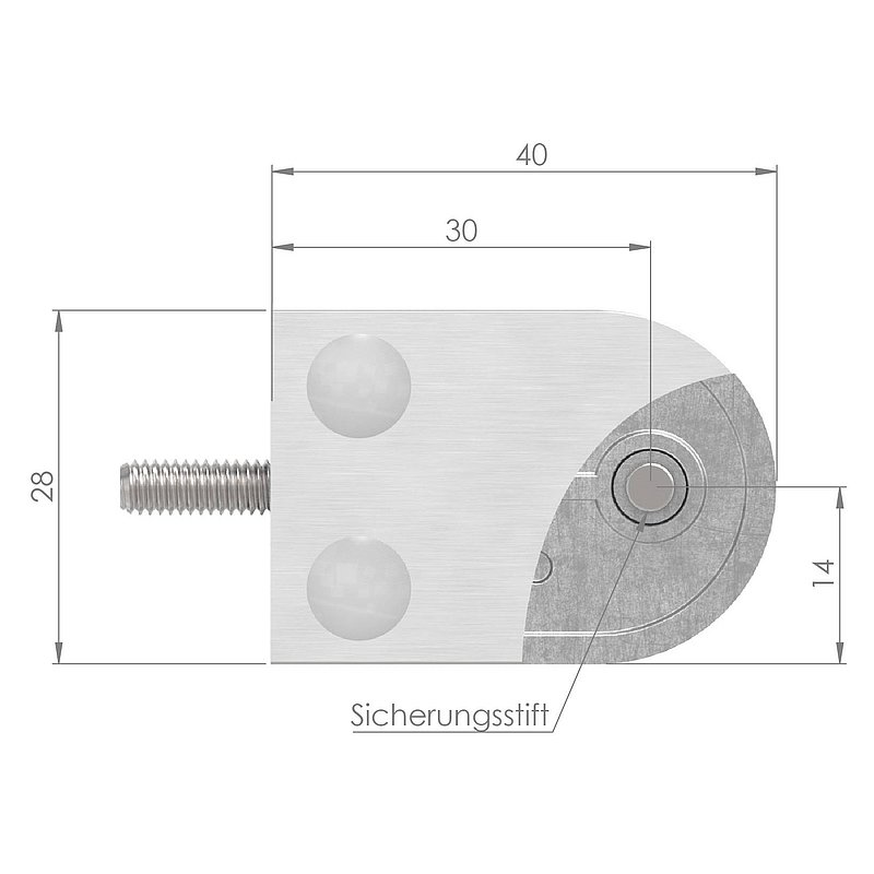 Glasklemme Mod. 16, Anschluss: 42,4mm, Messing