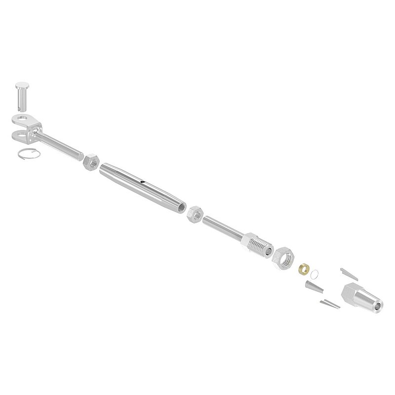 Wantenspanner Gabel zur Selbstmont. Seil 5mm, V4A