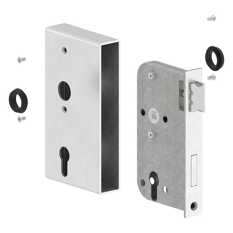 Stainless steel lock case with stainless steel lock, 30x94x172mm
