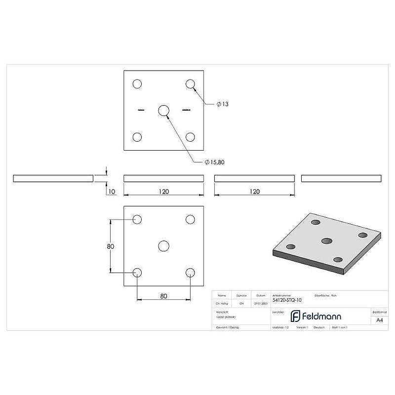 Anchor plate 120x120x10mm