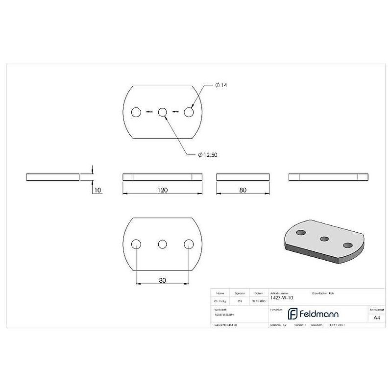 Ankerplatte 120x80x10mm