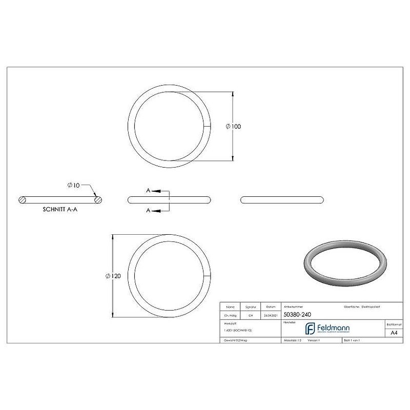 Ring, AußenØ: 120mm, V2A