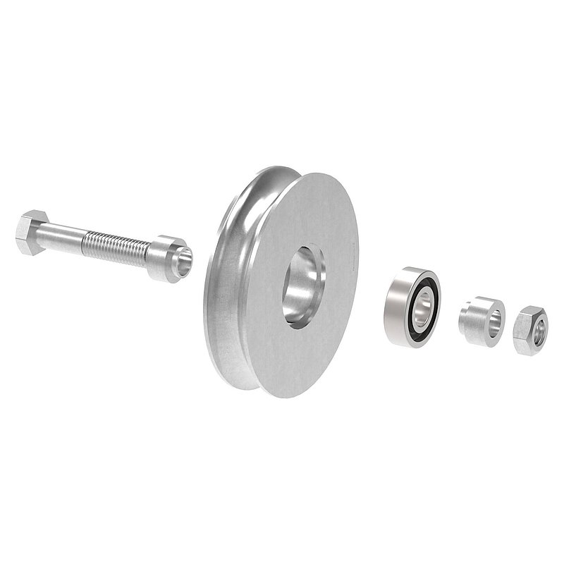 Galet pour porte coulissante avec rainure ronde